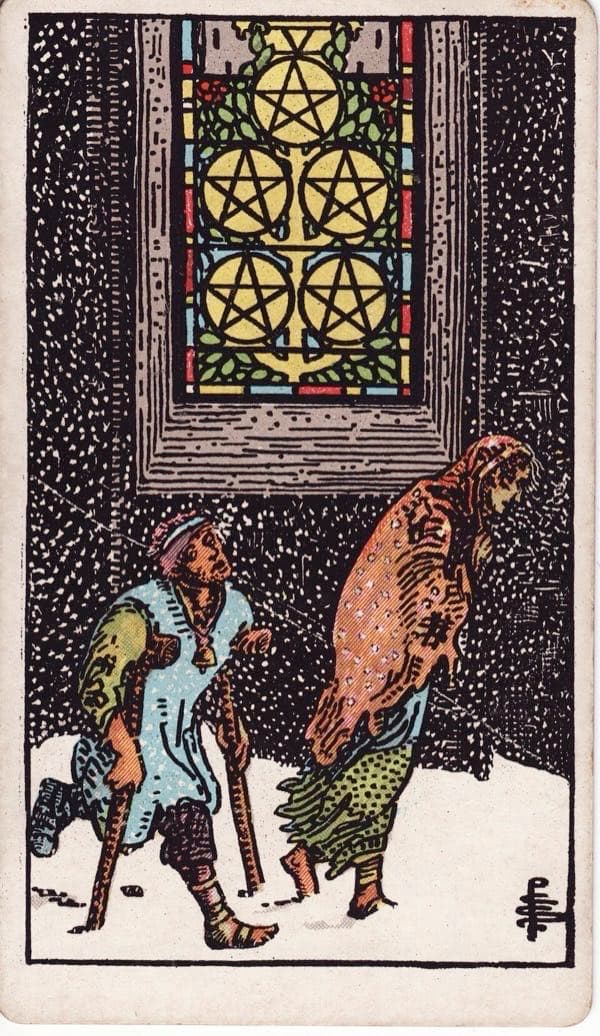 Five of Pentacles, upright